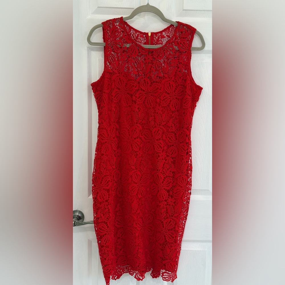 Calvin Klein Vibrant Red Lace Dress
